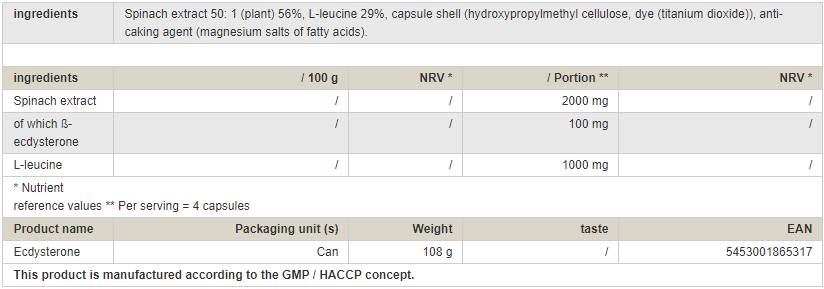 Ecdysterone - 120 kapsula
