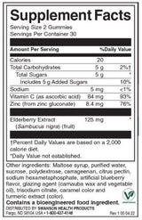 Gumeni bomboni od bazge s cinkom & Vitamin C | Bobičasto voće - 60 tableta za žvakanje