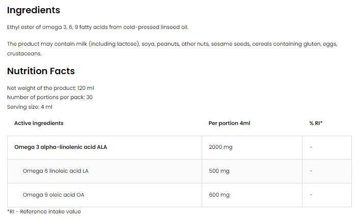 Elite Omega 3-6-9 tekućina | Vege 120 ml