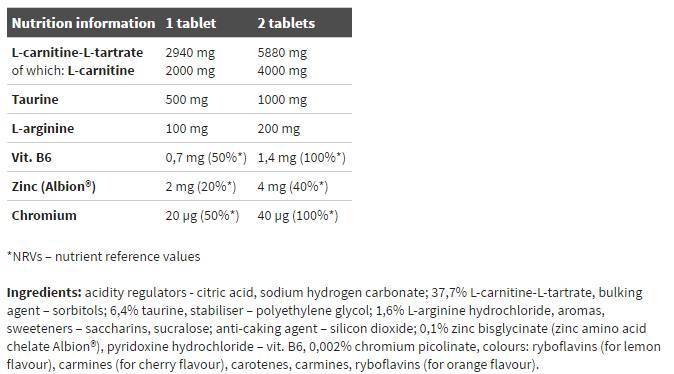 Endurance L-Carnitine 4000 Power Effervescent - 15 topljivih tableta