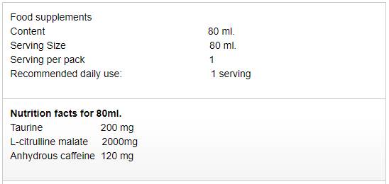 Energetski šok | Pre-Workout Shot - 80 ml