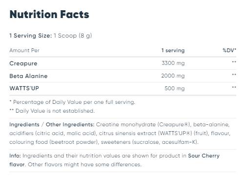 Epska snaga | Creapure® s beta-alaninom i WATTS'UP® - 240 grama