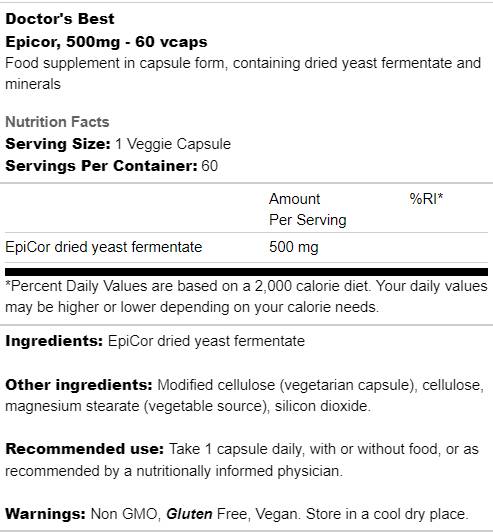 Epicor 500 mg | High Metabolite Immunogens - 60 kapsula