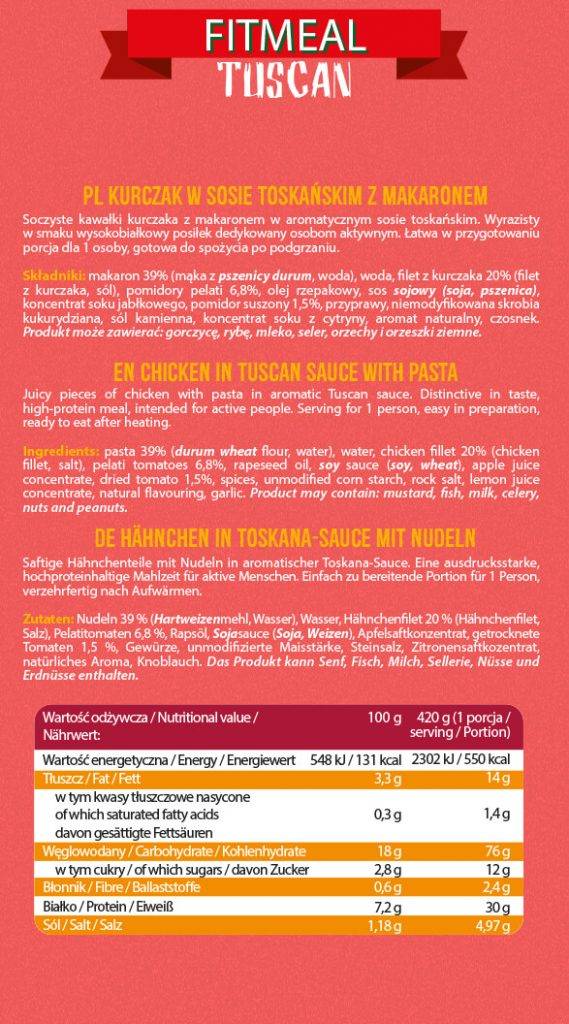 FitMeal Tuscan | Gotovi visokoproteinski obrok - 420 grama