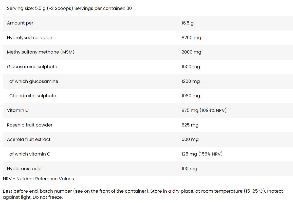 Flex podrška | Hidrolizirani kolagenski peptidi + glukozamin, kondroitin, MSM, hijaluronska kiselina - 495 grama