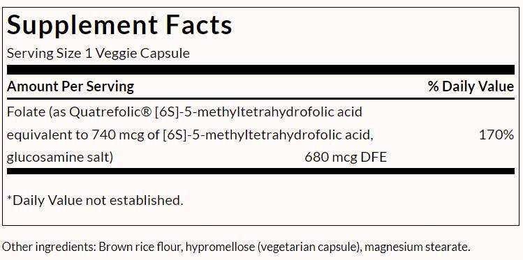 Folat 5-metiltetrahidrofolna kiselina 680 mcg - 30 kapsula
