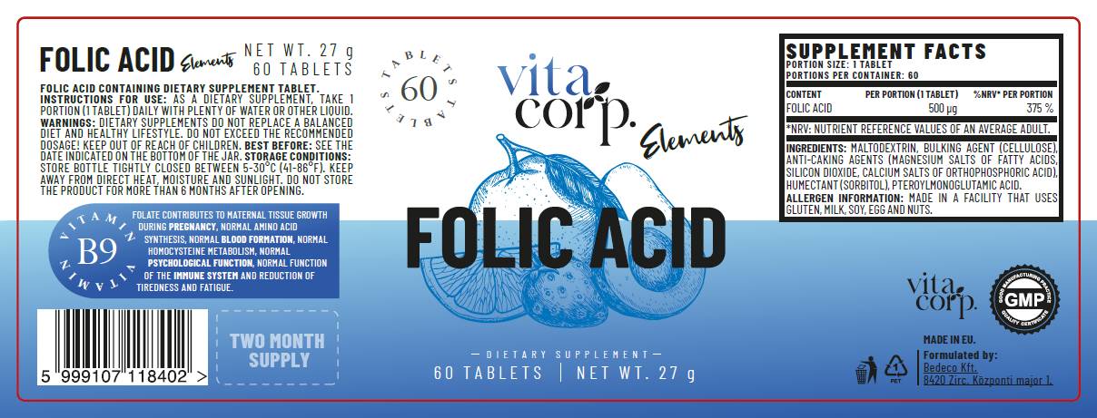 Folna kiselina 500 mcg - 60 tableta