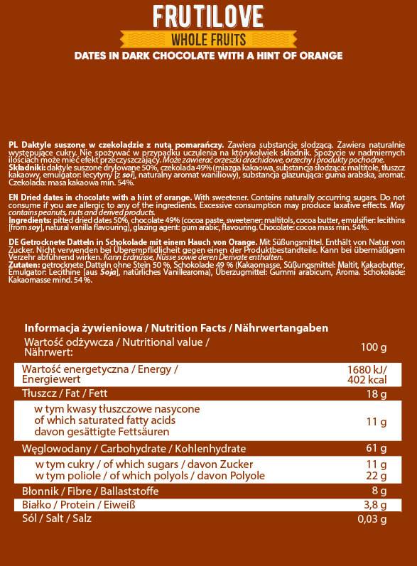 FrutiLove | Datulje u crnoj čokoladi i naranči 300 grama