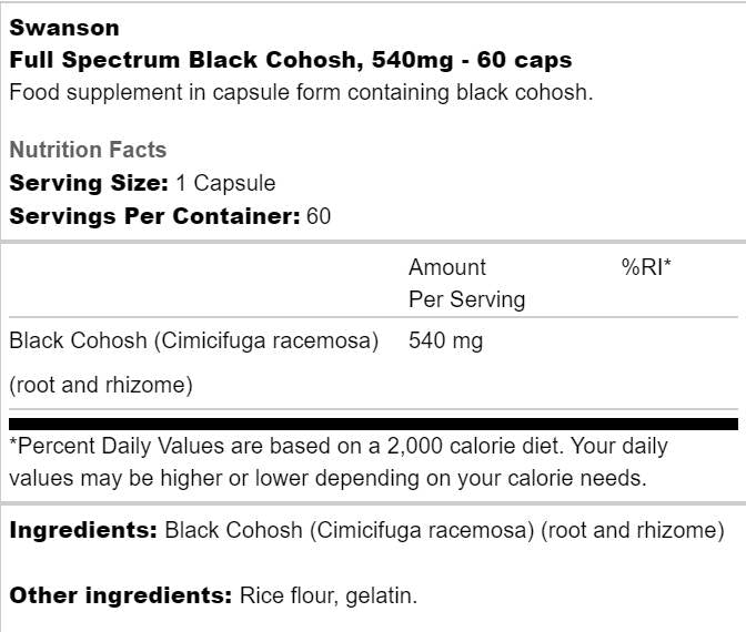 Full Spectrum Black Cohosh 540 mg - 60 kapsula