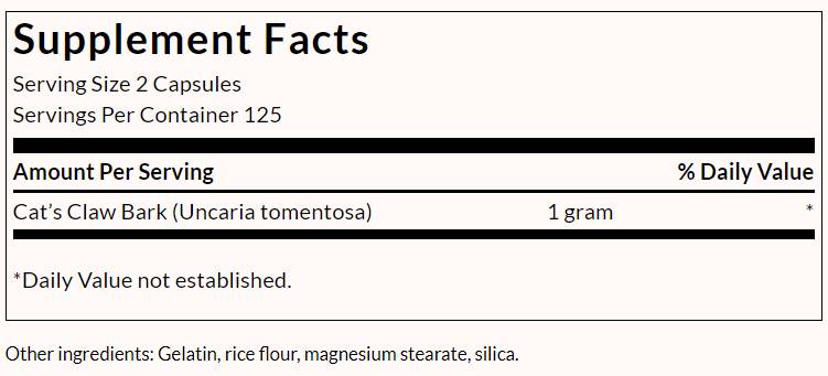 Full Spectrum Cat's Claw 500 mg - 250 kapsula