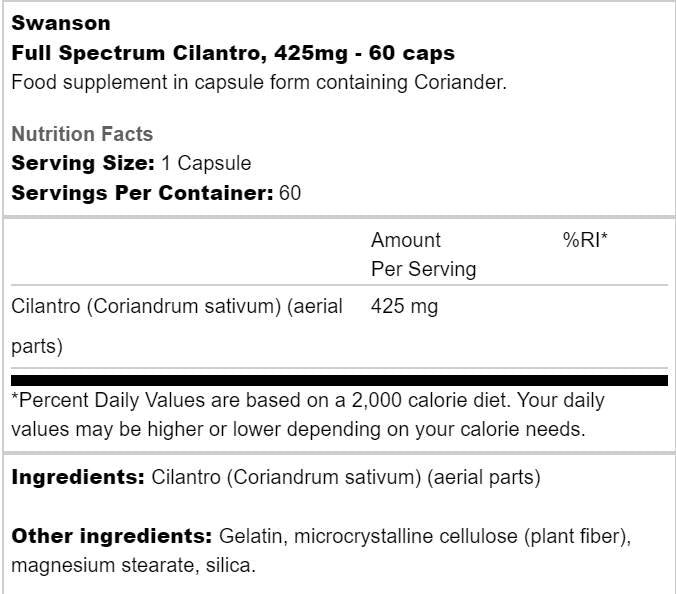 Full Spectrum Cilantro 425 mg 60 kapsula