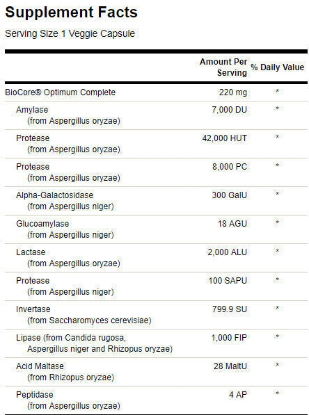 Enzimi punog spektra BioCore Optimum Complete - 90 kapsula
