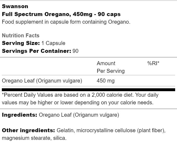 Full Spectrum Origano 450 mg 90 kapsula