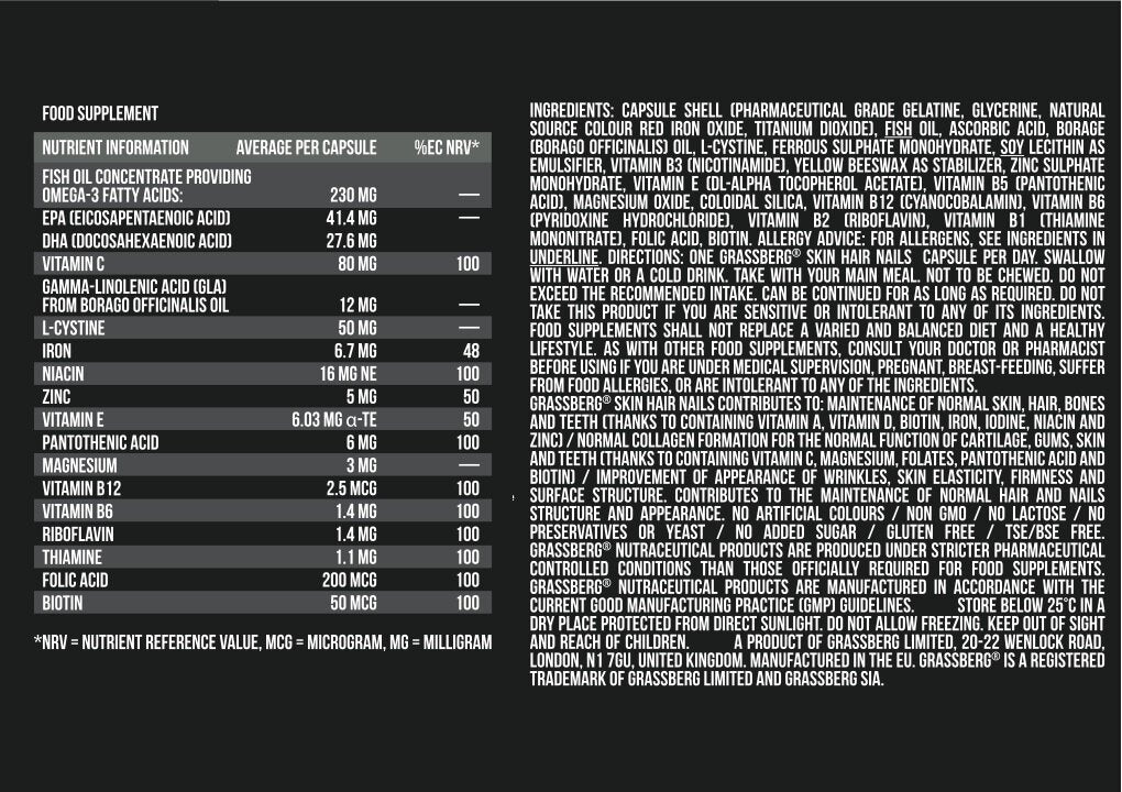 GRASSBERG Skin Hair Nails 60 kap