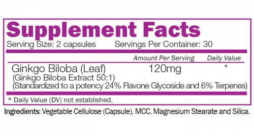 Ekstrakt ginka bilobe 120 mg 60 kapsula