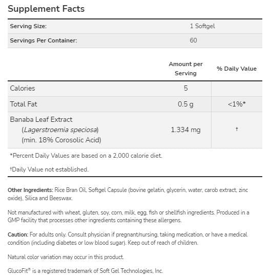 GlucoFit® | Ekstrakt lista banabe - 60 gel kapsula