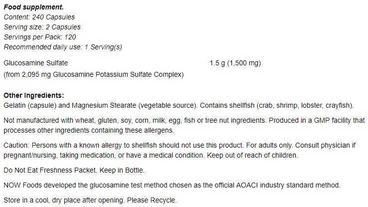 Glukozamin sulfat 750 mg - 240 kapsula