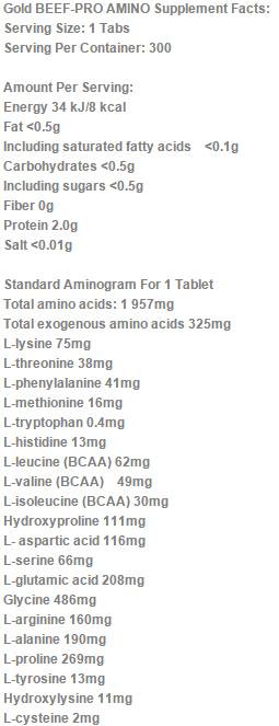 Gold Beef-Pro Amino Mega Tabs - 300 tableta