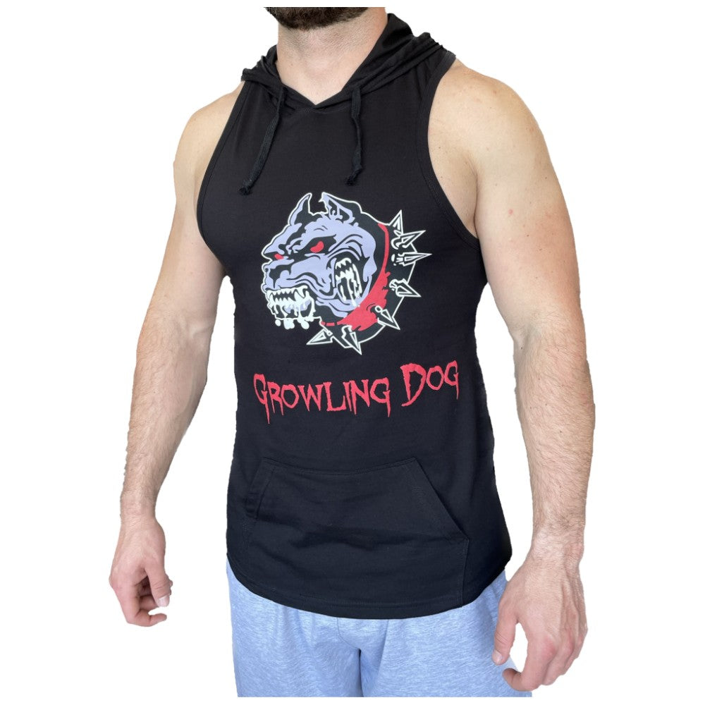 Majica bez rukava Growling Dog s kapuljačom - crna/Tank Top Growling Dog s majicom s kapuljačom - crna