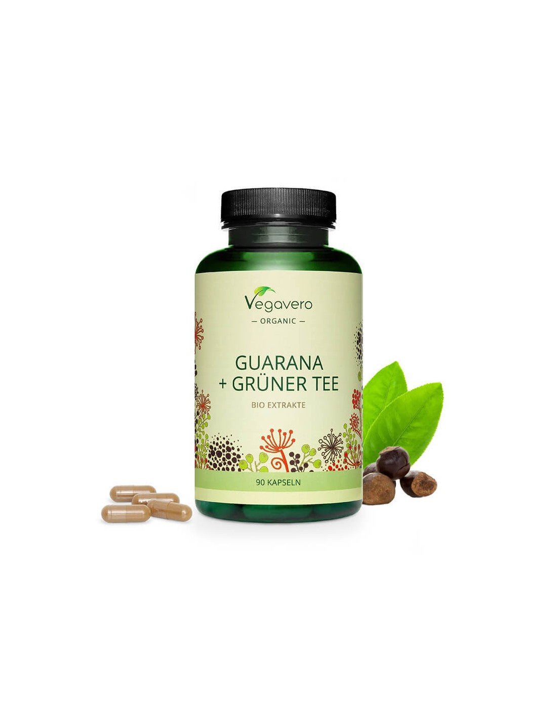 Guarana + Grüner Tee Bio Extrakte - Ekstrakt guarane i zelenog čaja, 90 <tc>Vegavero</tc> kapsule