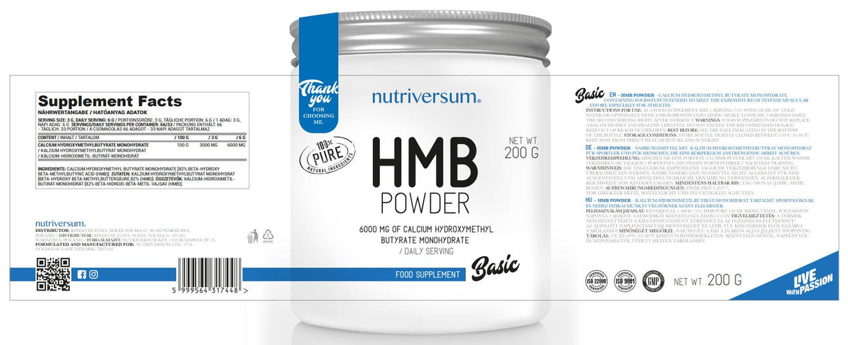 HMB u prahu | 100% Pure - 200 grama