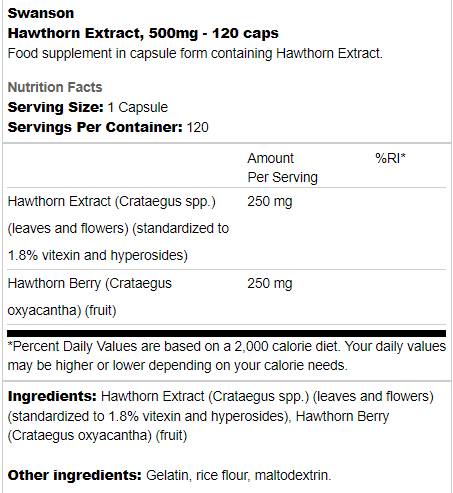 Ekstrakt gloga 500 mg 120 kapsula