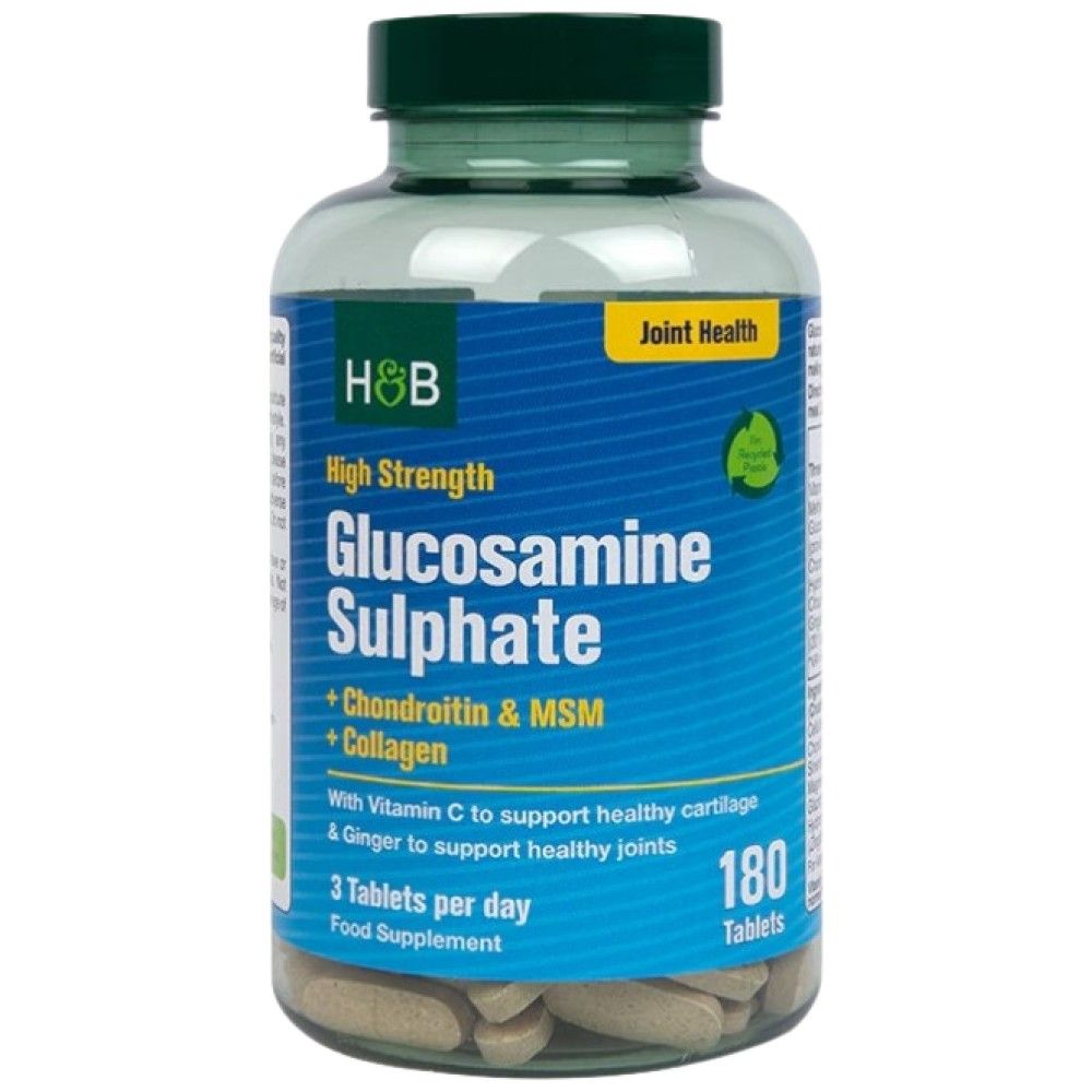 Glukozamin sulfat visoke snage | S hondroitinom, MSM-om i kolagenom - 180 tableta