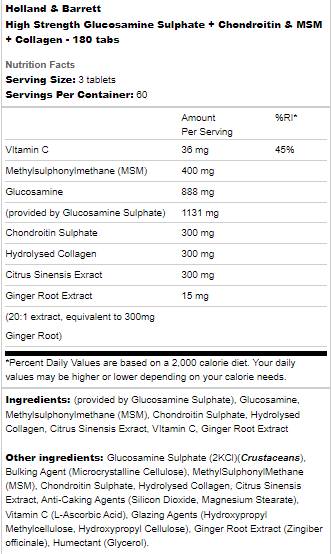 Glukozamin sulfat visoke snage | S hondroitinom, MSM-om i kolagenom - 180 tableta