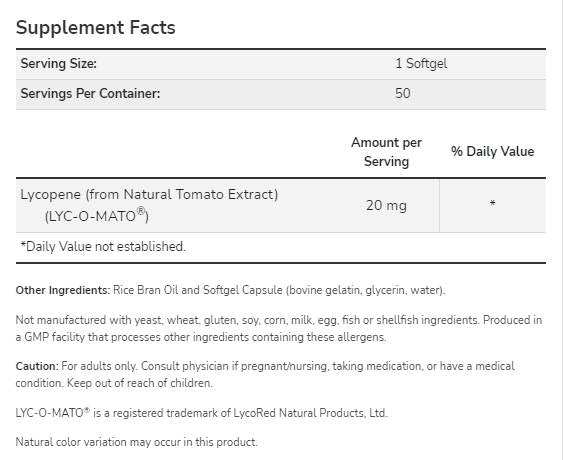 Lycopene 20 mg | Lyc-o-mato®-50 gel kapsula