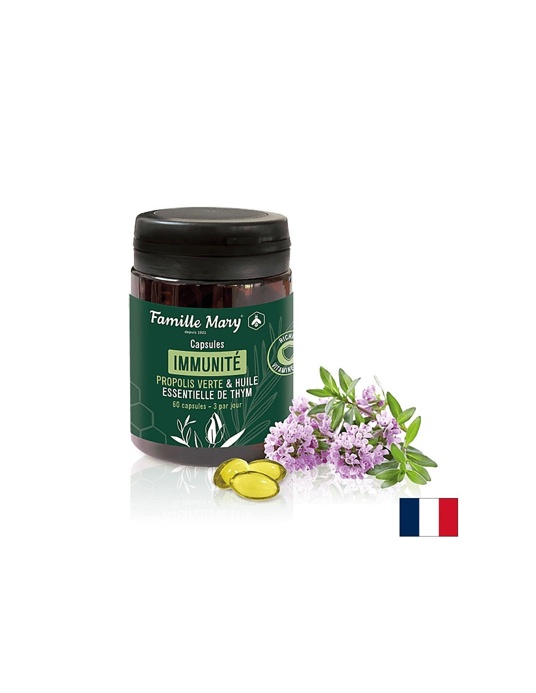 Immunité/Zeleni propolis + ulje majčine dušice i vitamin D3, 60 Famille Mary kapsula