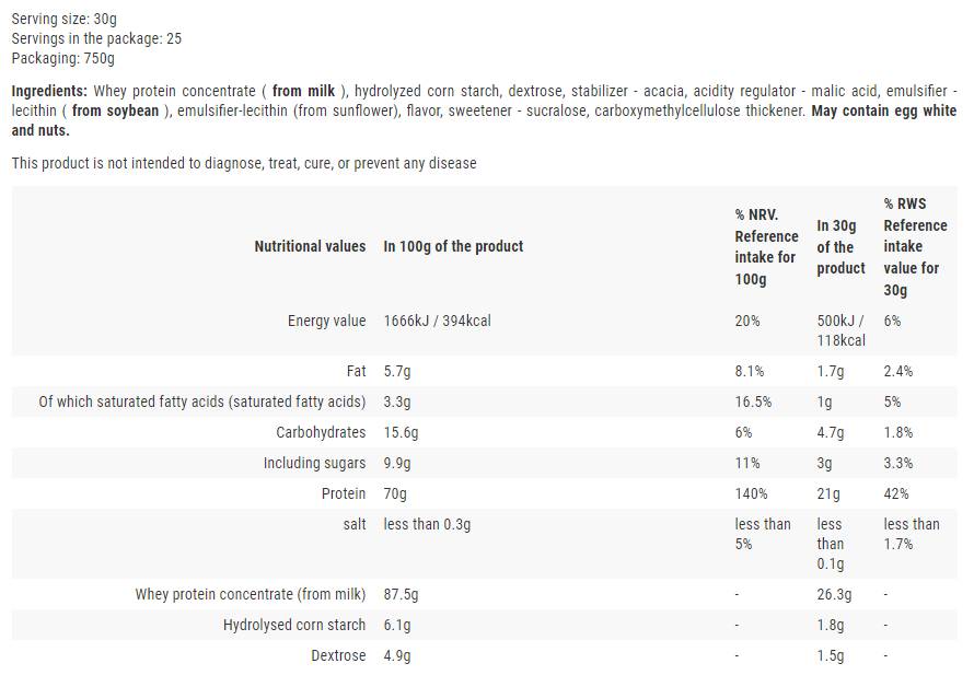 Instant protein sirutke | Visokokvalitetni koncentrat sirutke - 750 grama