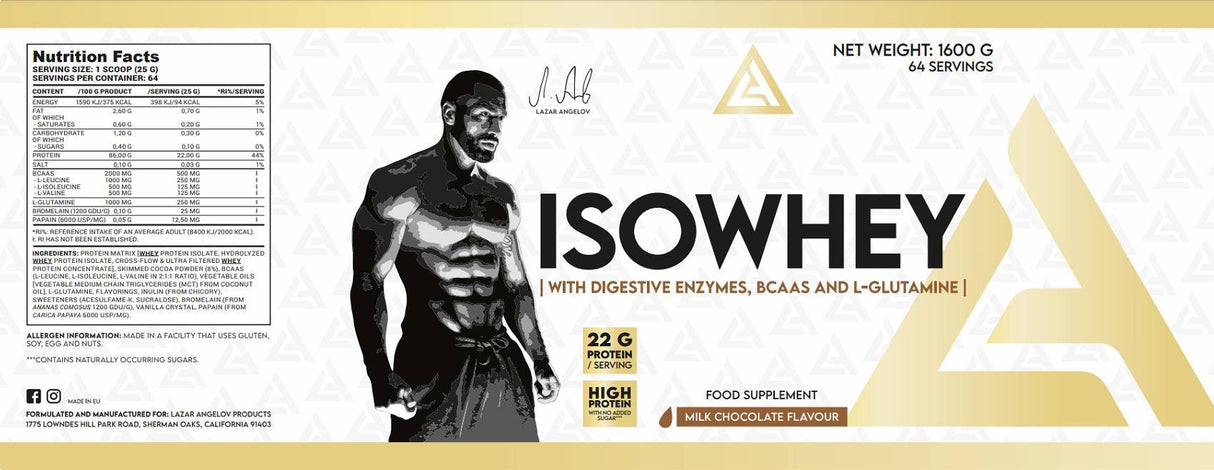 IsoWhey | Izolat proteina sirutke s probavnim enzimima, BCAA & Glutamin - 25 grama