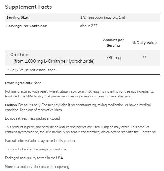 L -Ornithine prah - 227 grama
