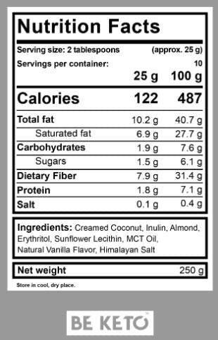 Keto krema | Badem & Vanilija + MCT - 250 grama