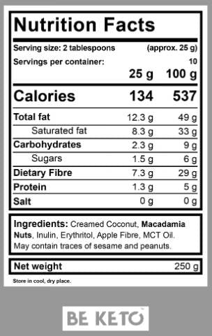 Keto krema | Macadamia + MCT - 250 grama