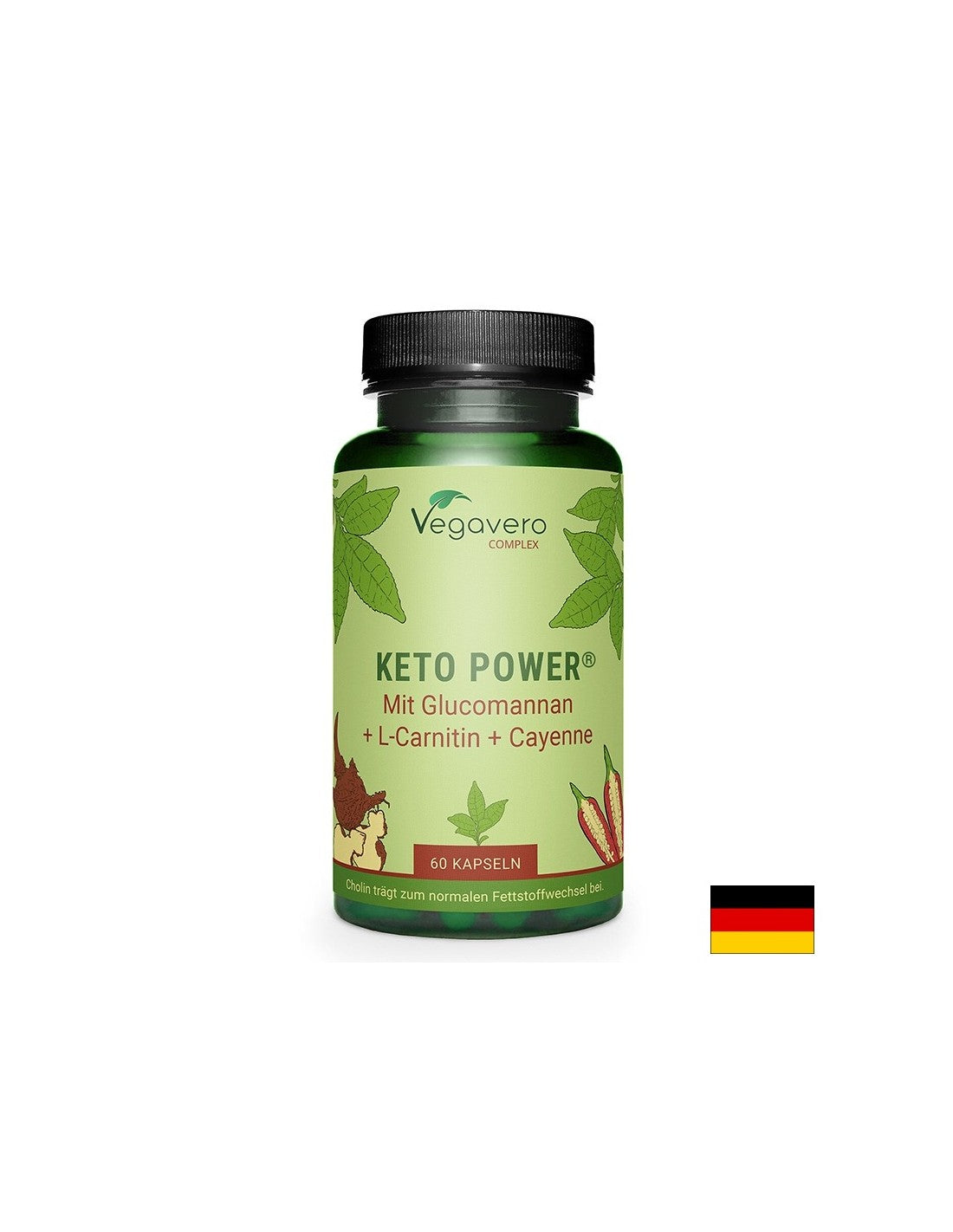 Keto Power® s glukomananom, L-karnitinom i kajenskim paprom, 60 kapsula