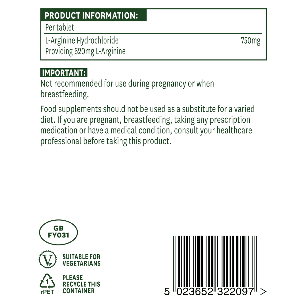 L-Arginin (L-Arginine HCL) 750 mg 90 tableta Natures Aid