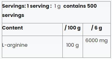 L-arginin u prahu | 100% čist - 500 grama