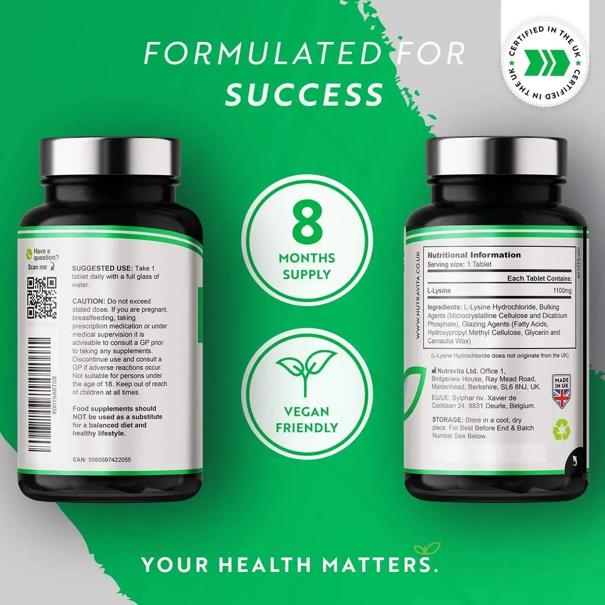 L-lizin 1100 mg 240 veganskih tableta