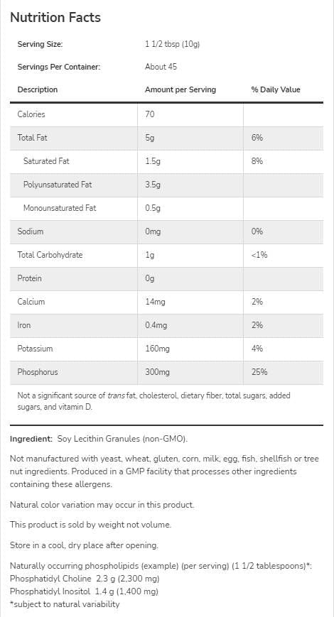 Granule lecitina bez GMO - 907 grama