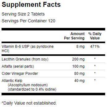 Lecitin, Kelp, B-6, & Jabučni ocat 428 mg - 240 tableta