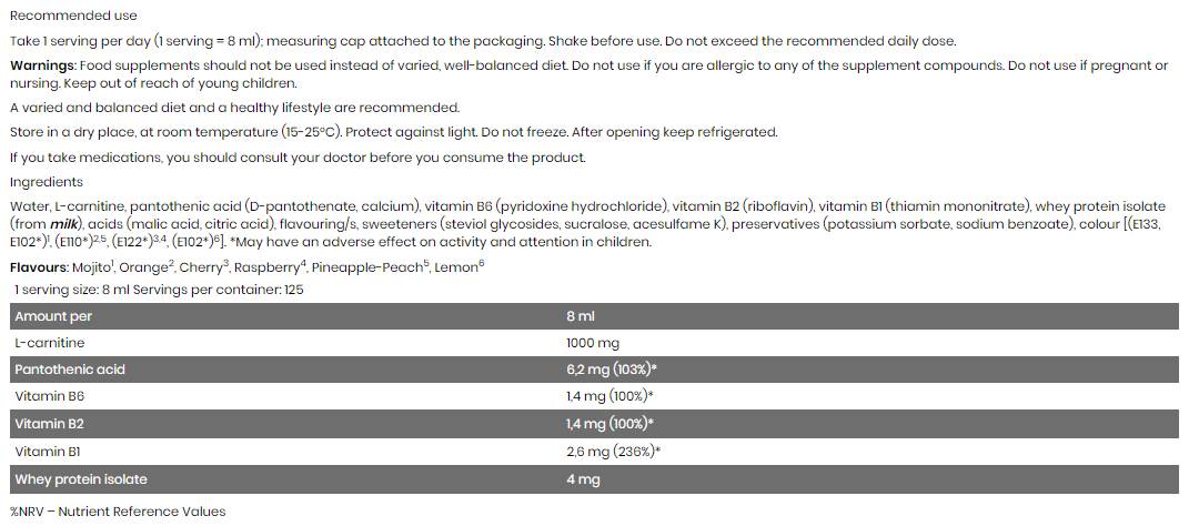 Levro L-Carnitine Liquid 125000 - 1000 ml