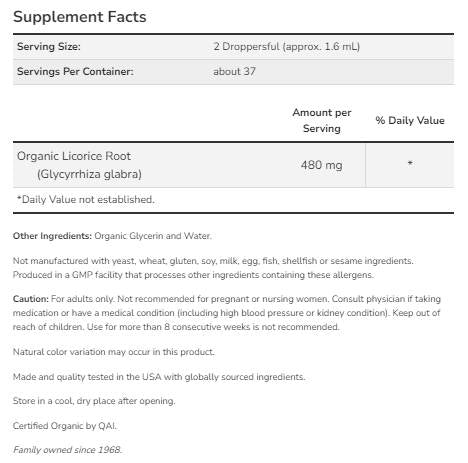 Gliceritne kapi korijena sladića | Certified Organic - 59 ml