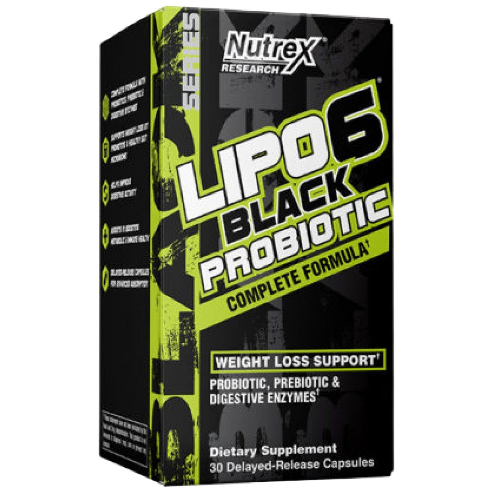 Lipo 6 crni probiotik | Potpuna formula s prebioticima + probavnim enzimima - 30 kapsula