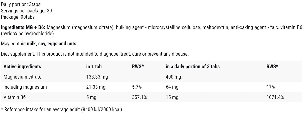 MG + B6 400 mg | Magnezijev citrat + B6 - 90 tableta