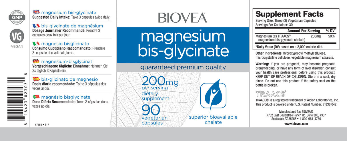 Magnezijev bis-glicinat 200 mg/90 kap