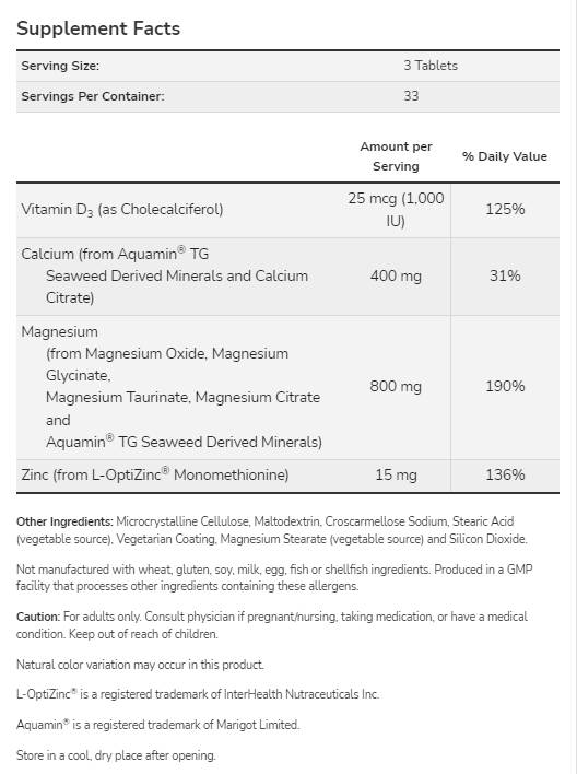 Magnezij & Kalcij | s vitaminom D3 & L-OptiZinc - 250 tableta