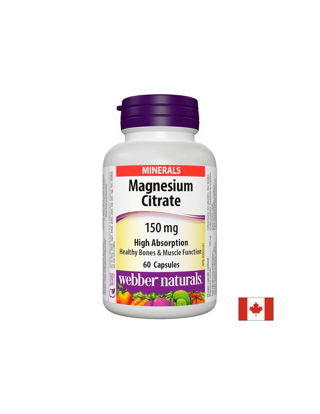 Magnezijev citrat/S visokom apsorpcijom/150 mg, 60 kapsula <tc>Webber Naturals</tc>