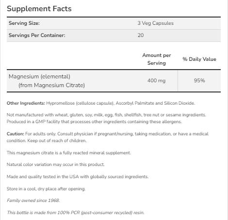 Magnezijev citrat 400 mg - 120 kapsula