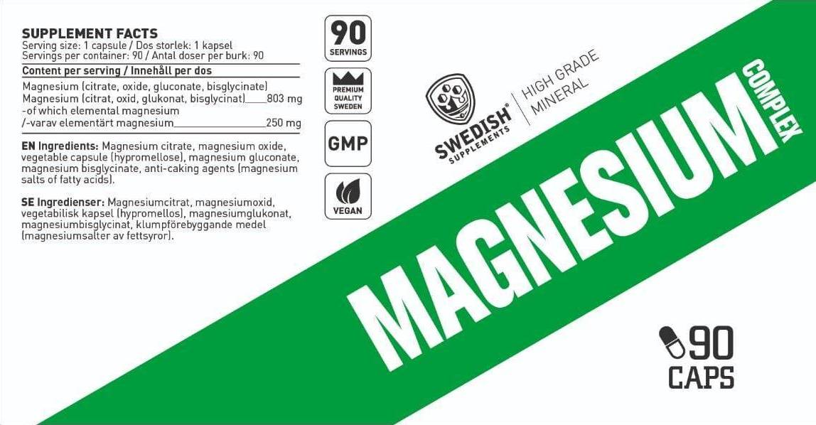 Magnezijev kompleks | 4 Types Matrix ~ Citrat, Oxide, Gluconate, Bisglycinate - 90 kapsula